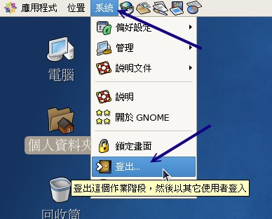 登出GNOME的按鈕