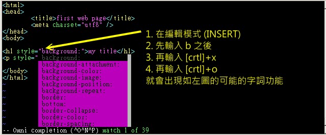 vim 的挑字補全功能