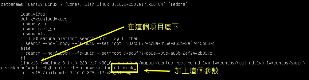 透過 rd.break 嘗試救援 root 密碼