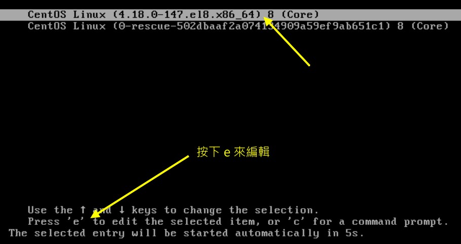 圖 7.2.1-2、光棒的移動與進入編輯模式的參考按鈕 (e)