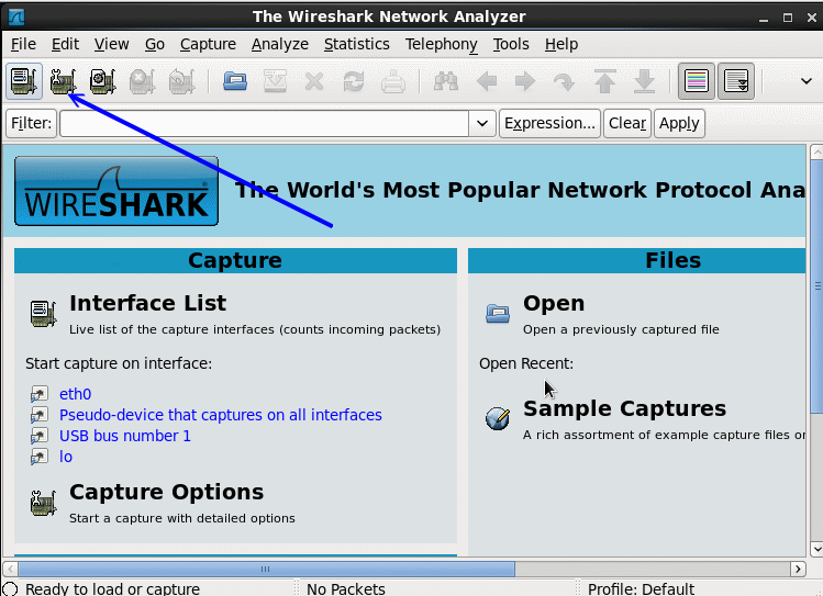 wireshark 的使用示意圖