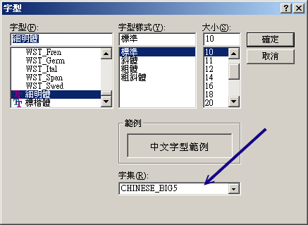 選擇中文的字形與編碼