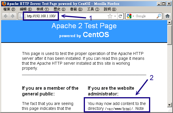 啟動 Apache 之後，所看到的預設首頁