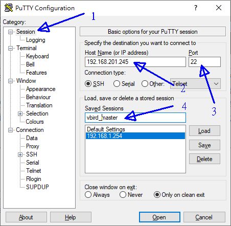 putty 的設定示意圖