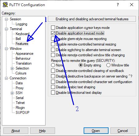 putty 的設定示意圖